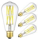 Lâmpada LED Leools Dimmable Edison 10W 4000K E26 1200lm, pacote com 4
