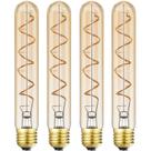 Lâmpada LED Leools Dimmable T10 4W 400lm 2200K E26 de vidro âmbar