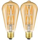Lâmpada LED Leools Dimmable Vintage Edison 12W 2500K E26, pacote com 2