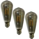 Lampada Led Multi Filamento Fume 30W Vintage Kit 3 Uni Bivolt Iluminaçao Decoraçao Luz Sala Quarto Varanda Ambientes Branco Quente