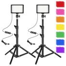 Lâmpada LED para foto e vídeo, pacote com 2 unidades, regulável em 5600K, com tripés Lâmpada LED para foto e vídeo, pacote com 2 unidades, regulável em 5600K, com tripés