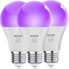 Lâmpada LED preta GOHDLAMP A19 12W 395-400nm UVA, pacote com 3