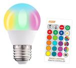 Lâmpada LED RGB 16 Cores com Controle Remoto 5W. Bivolt.