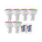 Lâmpada LED RGB GU10 6W Dimerizável Com Controle Remoto De 24 Teclas Colorida Para Quarto E Sala De