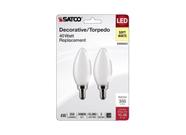 Lâmpada LED Satco 4W 3000K Frosted E12 regulável, pacote com 2