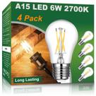 Lâmpada LED Vinaco A15 6W 600lm 2700K regulável, pacote com 4 unidades E26
