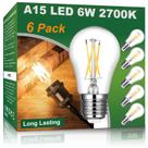 Lâmpada LED Vinaco A15 6W 600lm 2700K regulável, pacote com 6 unidades E26