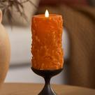 Lâmpada Luminara Marmalade 9x17cm, folhas em relevo, vela LED Lâmpada Luminara Marmalade 9x17cm, folhas em relevo, vela LED