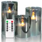Lâmpada NICEME: Velas LED de vidro sem chama, conjunto de 3 com controle remoto