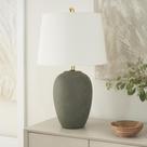 Lâmpada Nourison Cerâmica 59 cm Verde Oliva Branco Sombra