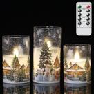 Lâmpada Romance Snowman Glass Velas sem chama com controle remoto