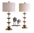 Lâmpada SAFAVIEH Lani Antique Gold Leaf 81 cm Conjunto de 2 LED