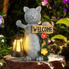 Lâmpada solar de jardim Json Cat Statue com lanterna LED