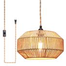 Lâmpada suspensa Garvot Rattan Plug in Luz pendente com cabo