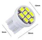 LAMPADA T10 8 LED W5W 12V Branca Pingo Luz 6000k - Lâmpada pra carro - Iluminacao Automotiva