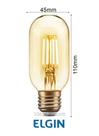 Lâmpada T45 Filamento LED 4W Bivolt 2200K Âmbar Elgin