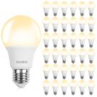 Lâmpadas LED BUBO A19 8W 60W equivalentes a 2700K 800lm, pacote com 36