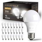 Lâmpadas LED dalattin Daylight White 5000K 9W 800lm E26, pacote com 24