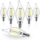 Lâmpadas LED de candelabro Hizashi 6W 550lm 5000K E12 reguláveis, pacote com 6 Lâmpadas LED de candelabro Hizashi 6W 550lm 5000K E12 reguláveis, pacote com 6