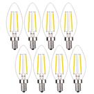 Lâmpadas LED de candelabro Sunaiony B11 2W 2700K E12 reguláveis, pacote com 8
