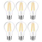 Lâmpadas LED de filamento Ascher A19 6W 2700K E26, pacote com 6