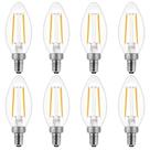 Lâmpadas LED E12 Candelabra 5W 500lm 2700K reguláveis, pacote com 8