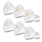 Lâmpadas LED FTL GU10 reguláveis 6W 600LM 3000K, branco quente, pacote com 6
