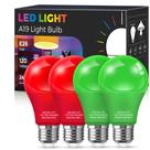 Lâmpadas LED Fulighture A19 9W E26 vermelhas e verdes, pacote com 4