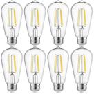 Lâmpadas LED Gozelux Edison 6W 4000K E26 reguláveis, pacote com 8