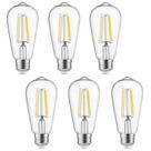 Lâmpadas LED Gozelux Vintage Edison 6W 4000K E26 reguláveis, pacote com 6