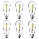 Lâmpadas LED Gozelux Vintage Edison 6W 5000K reguláveis E26, pacote com 6