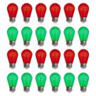 Lâmpadas LED Jslinter Colorida String 1W E26, pacote com 24 unidades, vermelho/verde