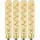 Lâmpadas LED Leools T10 Vintage 6W 2200K E26, pacote com 4 Lâmpadas LED Leools T10 Vintage 6W 2200K E26, pacote com 4
