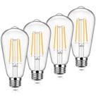 Lâmpadas LED Sucolite Vintage Edison 8W 1400LM 3000K CRI90+, pacote com 4 Lâmpadas LED Sucolite Vintage Edison 8W 1400LM 3000K CRI90+, pacote com 4