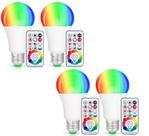 Lâmpadas LED SUNNEST Dimmable E26 10W RGBW, pacote com 4 unidades com controle remoto