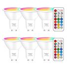 Lâmpadas LED Yangcsl GU10 5W RGB+branco quente (pacote com 6) com controle remoto