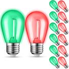 Lâmpadas String JAHEKS, pacote com 12 lâmpadas LED vermelhas e verdes 1W E26