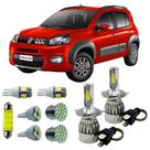 Lâmpadas Super Led H4 Fiat Novo Uno Farol Alto Baixo Leds Placa Ré Teto Farolete