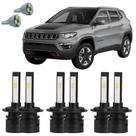 Lâmpadas Ultra Led Alto Baixo Milha Jeep Compass + Pingo T10
