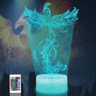 Lámpara de Ilusión 3D AGWIM Luz Nocturna Fénix 16 Colores USB