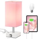 Lámpara de Mesa con Control Táctil Ambimall Rosa con 2 Puertos USB y LED