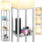 Lámpara de Piso con Estantes LED FOLKSMATE 160 cm Regulable Gris con 2 Puertos USB
