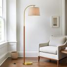 Lámpara de Piso G-SAFAVA 159 cm Madera Dorada con Interruptor de Pie