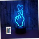 Lámpara Eioflia 3D Corazón con Dedos Luz Nocturna LED USB de 7 Colores Lámpara Eioflia 3D Corazón con Dedos Luz Nocturna LED USB de 7 Colores