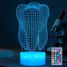Lámpara Nocturna 3D Diente de POSSHE, 16 Colores, Control Remoto