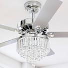 Lampara Ventilador de Techo YITAHOME Cristal de 52 Pulgadas con Control Remoto, Cromo
