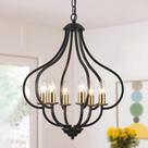 Lámpara Yarlkav de 6 luces en negro y dorado tipo candelabro 46x51-175cm 110V