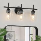 Lámparas de Vanidad para Baño Foucasal, 3 Luces, Negro con Vidrio