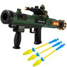 Lançador de foguetes de brinquedo, pistola de foguete com 3 foguetes de espuma, pistola de RPG Toy Rocket Barrel Launcher, com som, vibração, efeitos de LED, pistola de brinquedo Military Pretend Play Blaster (verde escuro)