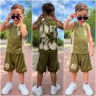Lançamento Conjunto infantil masculino 2 ao 14 Anos, kit para meninos com Bermuda e Blusa Regata